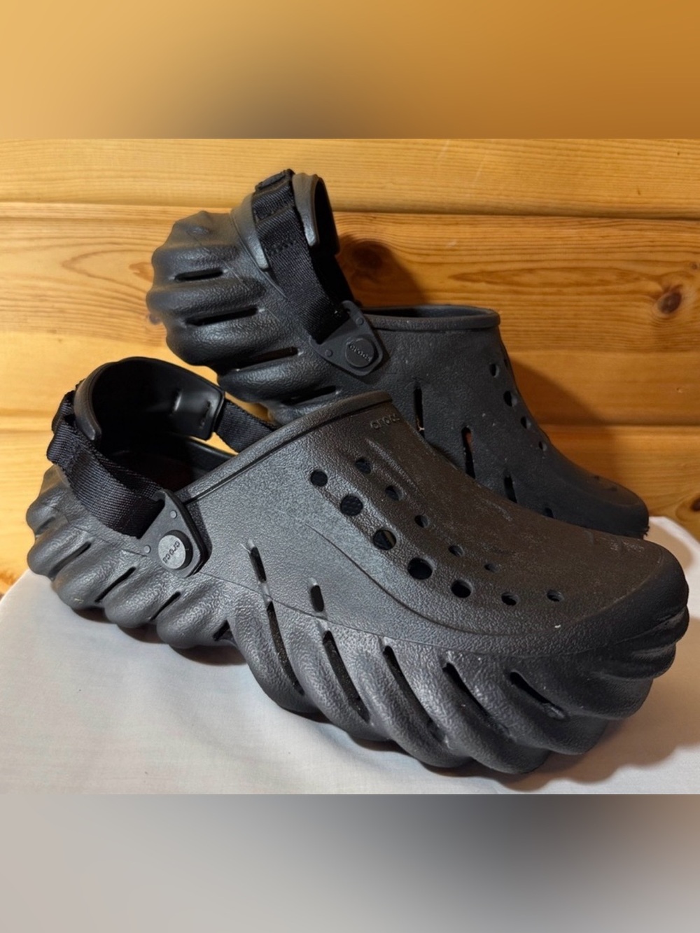 Black Slip-On Clog Crocs with Heel Strap Size 8 Womens